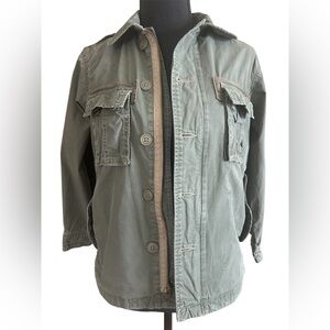 Gap Kids Olive Green Utility Jacket Military Field Jacket Button Zip Girls M 8